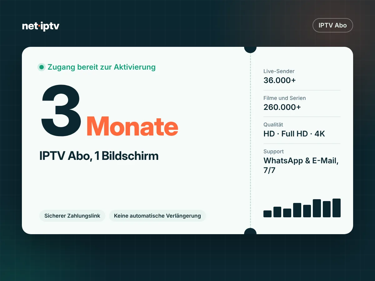IPTV Abo 3 Monate – 1 Bildschirm – Grafik zum Net-IPTV-Paket